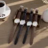 Four leather strap watches are suitable for both men and women, simple and versatile, and adjustable details Picture